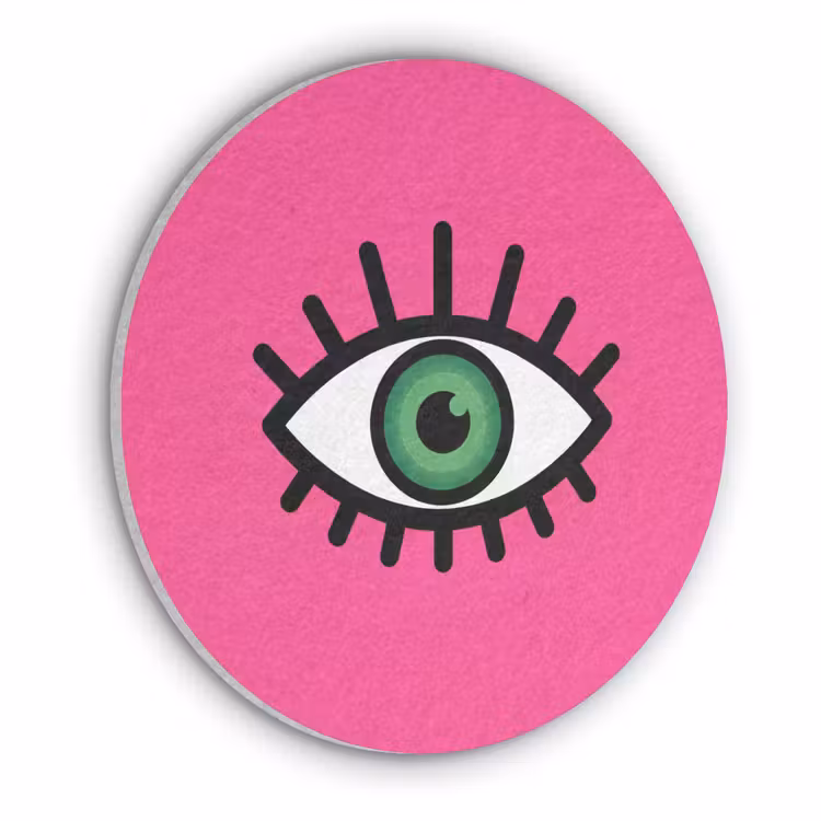 Minimalistisch - Oog - Roze Akoestische PET Vilt - Rond klein -3d