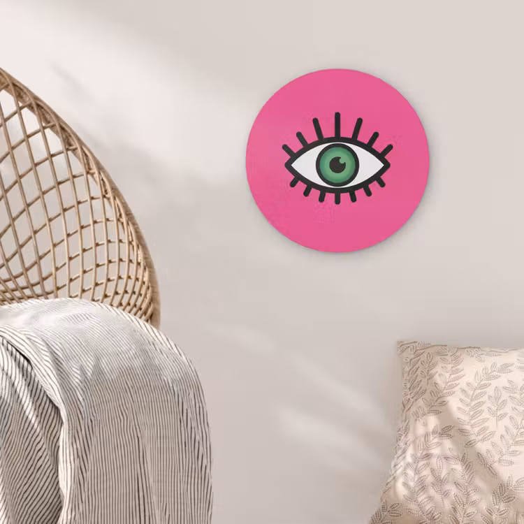Minimalistisch - Oog - Roze Akoestische PET Vilt - Rond klein -sfeer4