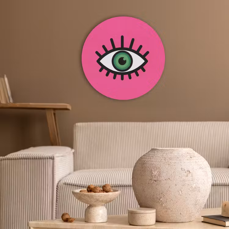 Minimalistisch - Oog - Roze Akoestische PET Vilt - Rond klein -sfeer1