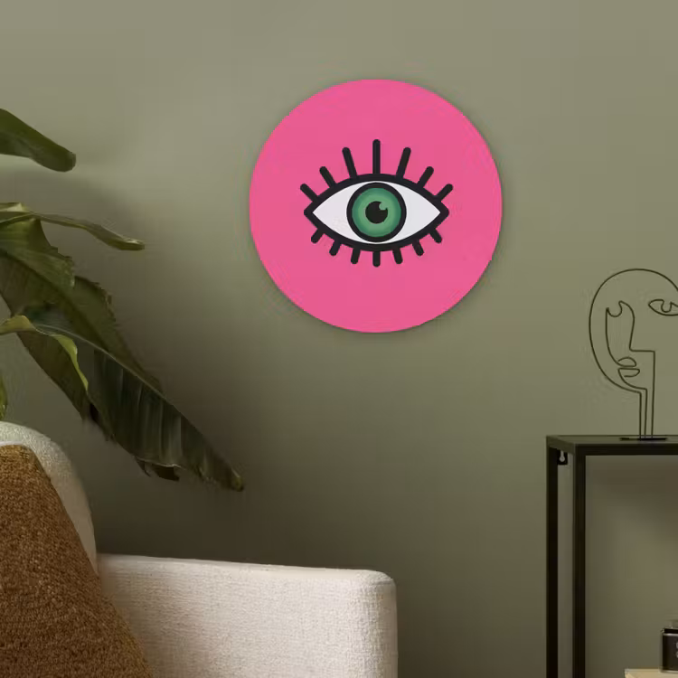 Minimalistisch - Oog - Roze Akoestische PET Vilt - Rond klein -sfeer2