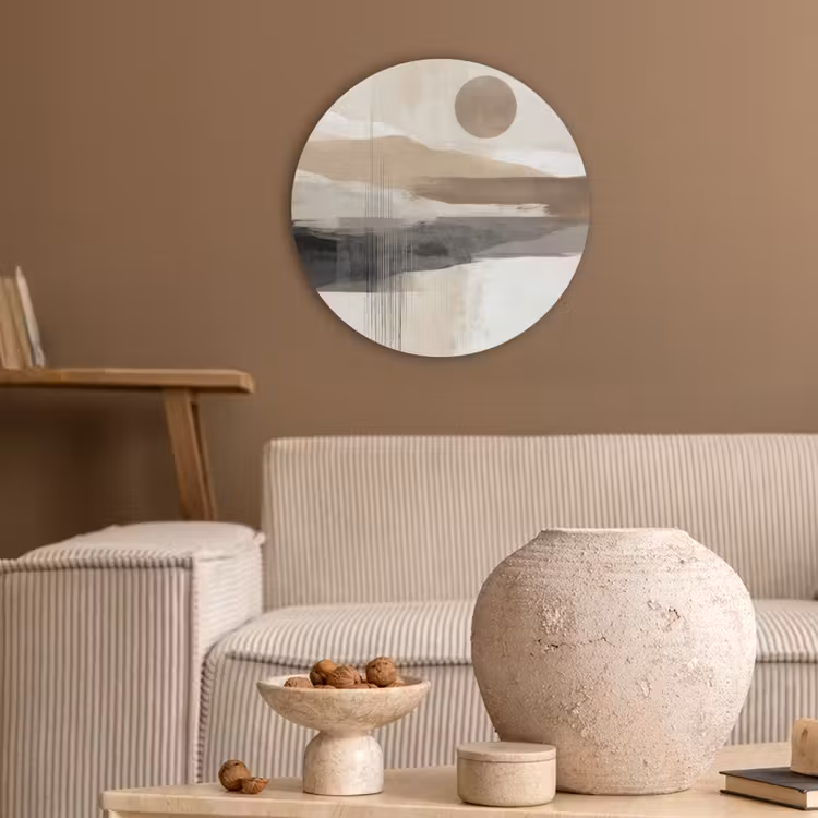 Minimalistisch - Landschap - Dimensie Akoestische PET Vilt - Rond klein -sfeer1