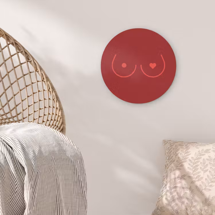 Minimalistisch - Lijnillustratie - Rood Akoestische PET Vilt - Rond klein -sfeer4