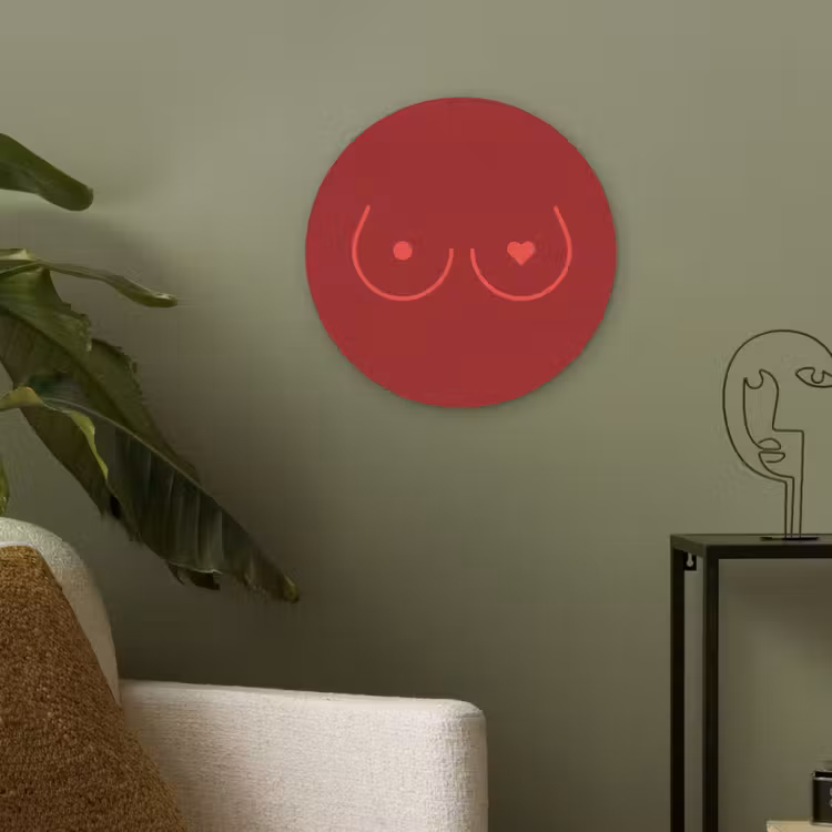 Minimalistisch - Lijnillustratie - Rood Akoestische PET Vilt - Rond klein -sfeer2