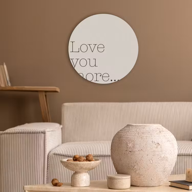 Minimalistisch - Love - Beige Akoestische PET Vilt - Rond klein -sfeer1