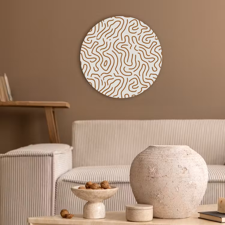 Minimalistisch - Patroon - Terracotta Akoestische PET Vilt - Rond klein 838 -sfeer1