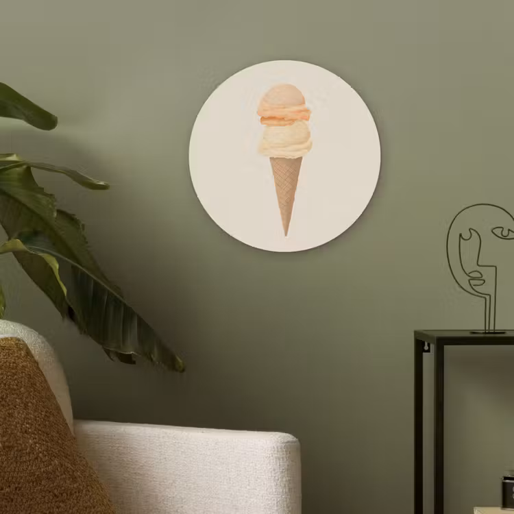 Minimalistisch - Schepijs - Hoorntje - Beige Akoestische PET Vilt - Rond klein -sfeer2