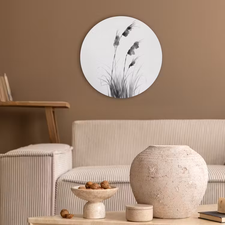 Minimalistisch - Stelen - Wit Akoestische PET Vilt - Rond klein -sfeer1