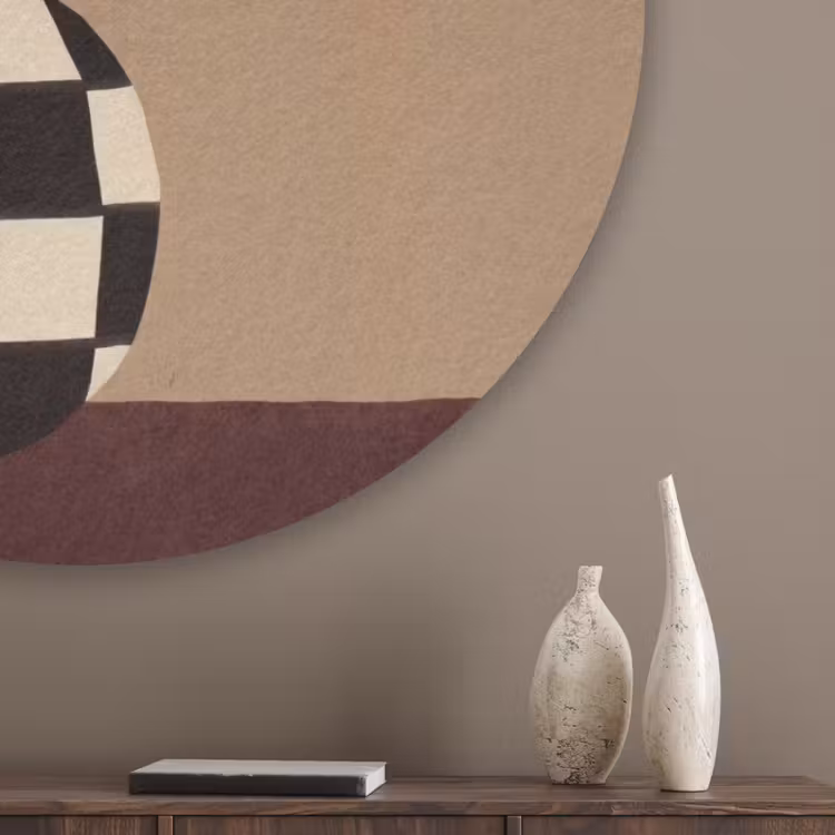 Minimalistisch - Vaas - Bloemen - Bruin Akoestische PET Vilt - Rond klein -sfeer5_closeup
