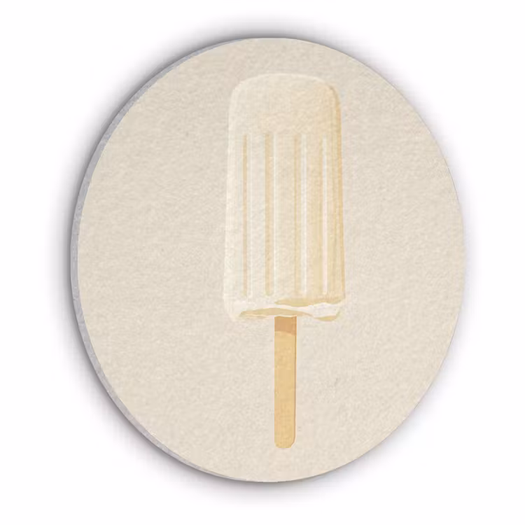 Minimalistisch - Waterijsje - Stokje - Beige Akoestische PET Vilt - Rond klein -3d