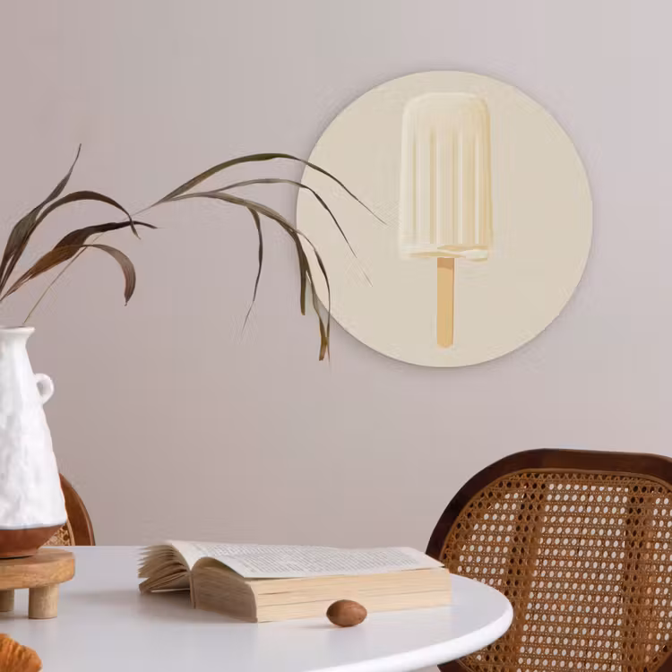Minimalistisch - Waterijsje - Stokje - Beige Akoestische PET Vilt - Rond klein -sfeer3