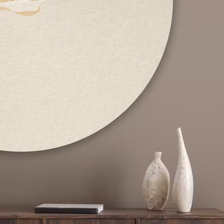 Minimalistisch - Waterijsje - Stokje - Beige Akoestische PET Vilt - Rond klein -sfeer5_closeup