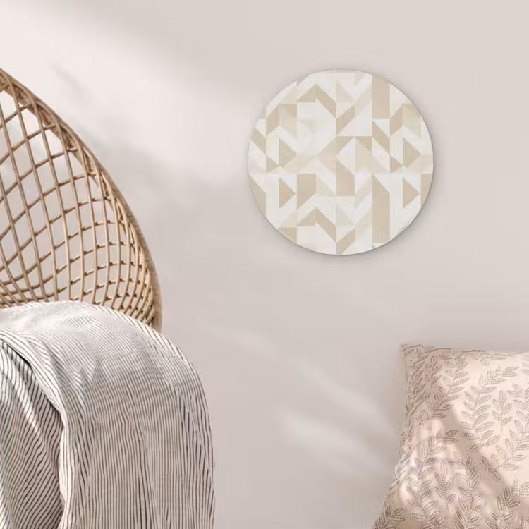 Modern - Abstract - Beige Akoestische PET Vilt - Rond klein 838 -sfeer4
