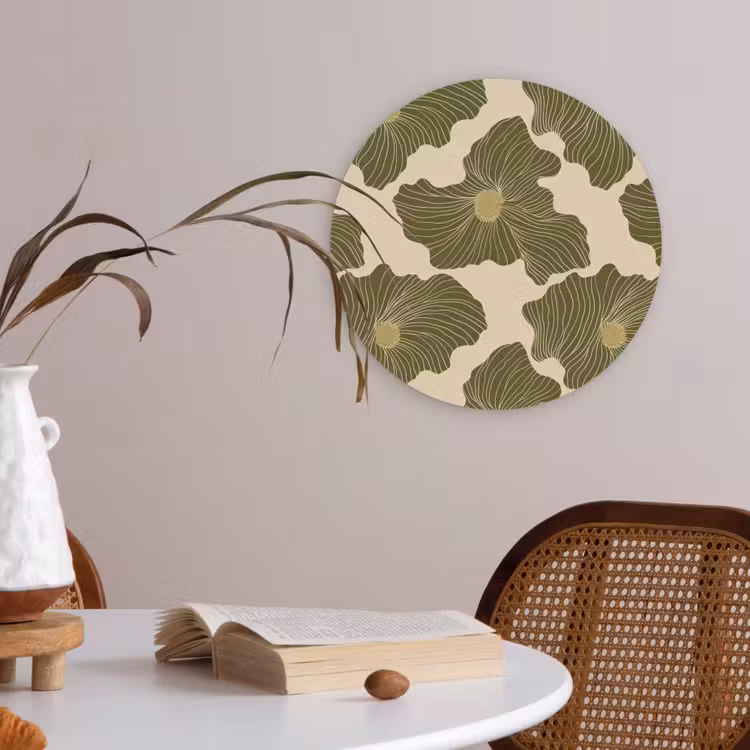 Modern - Abstract - Groen Akoestische PET Vilt - Rond klein 838 -sfeer3