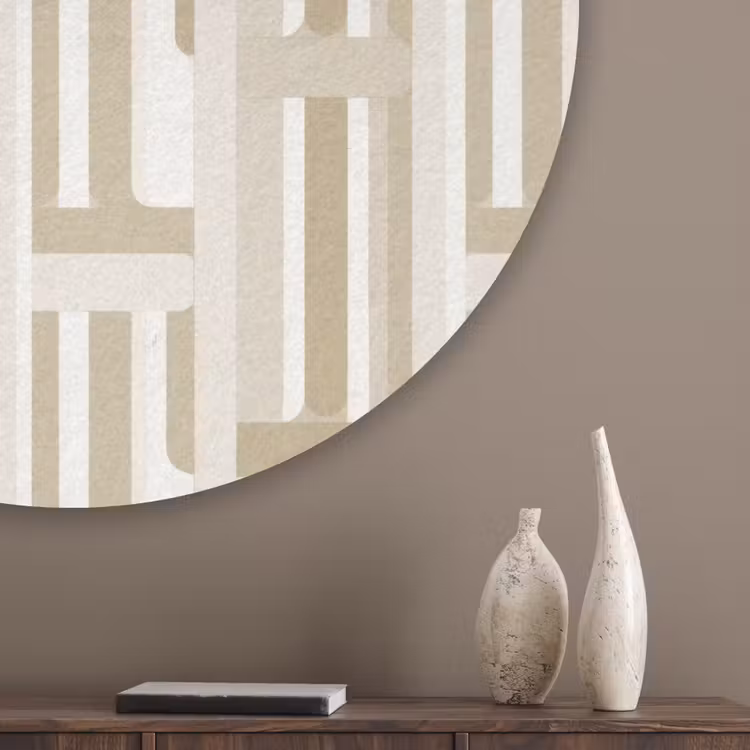 Modern - Geometrisch - Beige Akoestische PET Vilt - Rond klein 838 -sfeer5_closeup