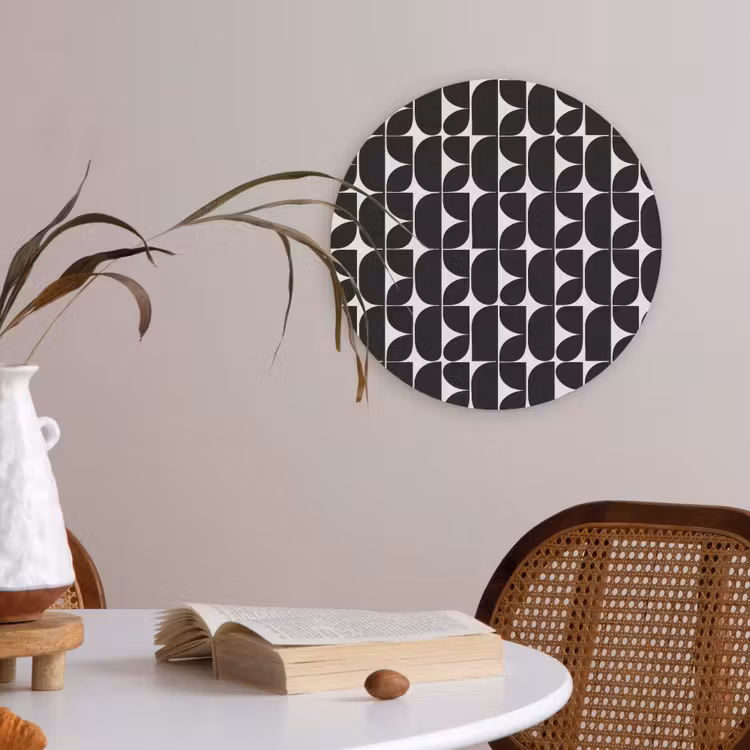 Modern - Geometrisch - Zwart Akoestische PET Vilt - Rond klein 838 -sfeer3