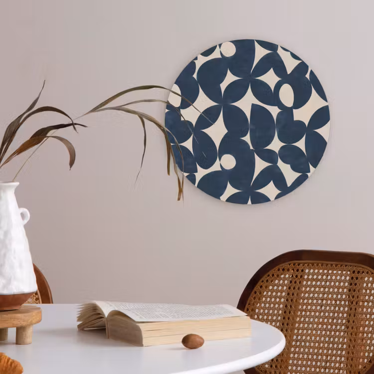 Modern - Geometrisch - Blauw Akoestische PET Vilt - Rond klein 838 -sfeer3