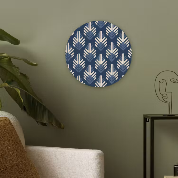 Modern - Patroon - Blauw Akoestische PET Vilt - Rond klein 838 -sfeer2