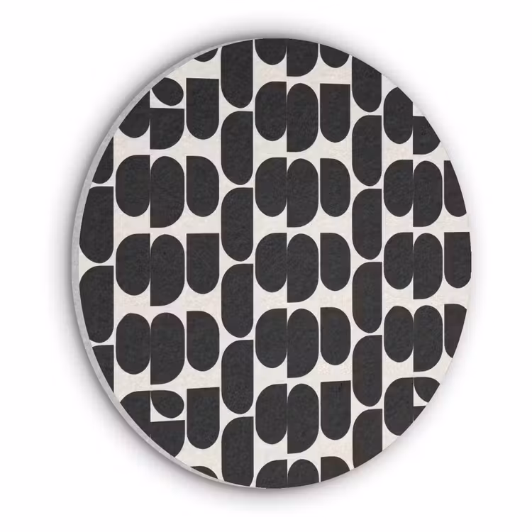 Modern - Patroon - Zwart Akoestische PET Vilt - Rond klein 838 -3d