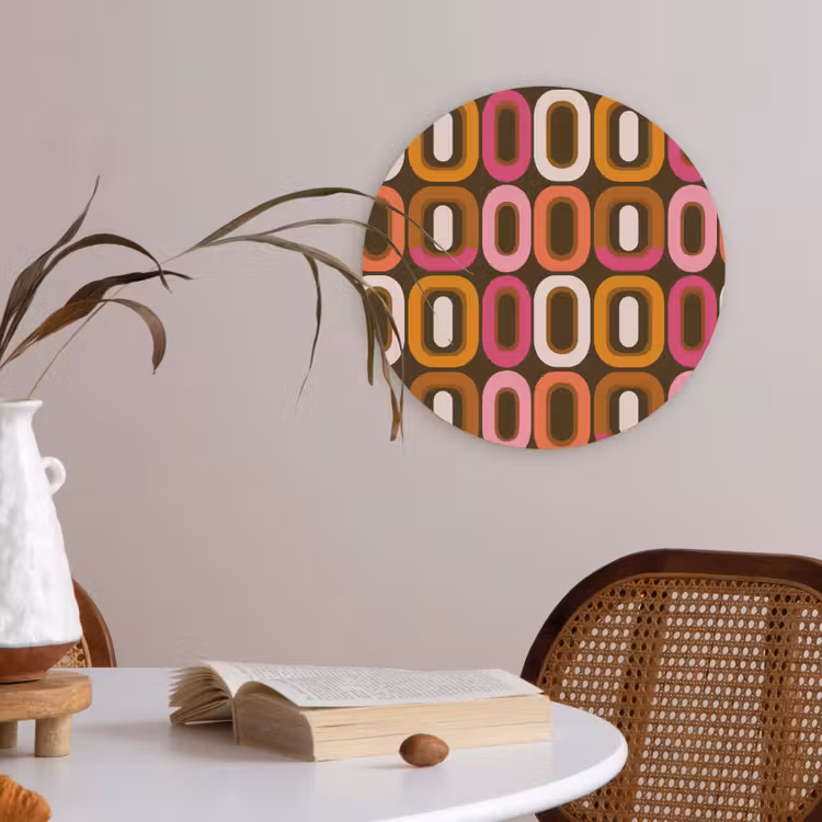 Modern - Retro - Kleurrijk Akoestische PET Vilt - Rond klein 838 -sfeer3
