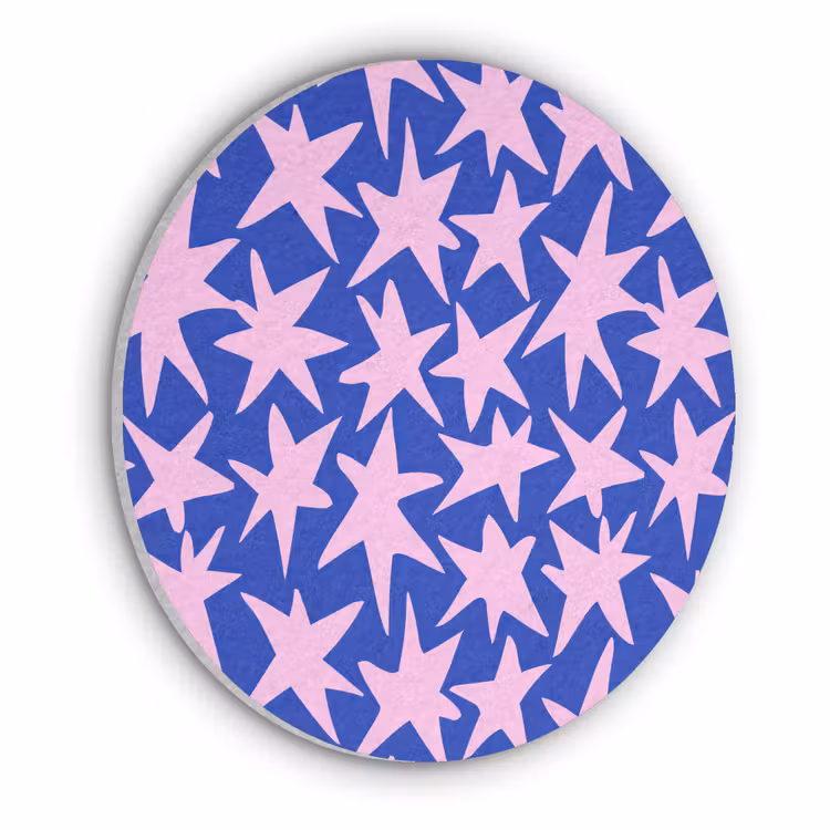 Modern - Sterren - Blauw Akoestische PET Vilt - Rond klein 838 -3d