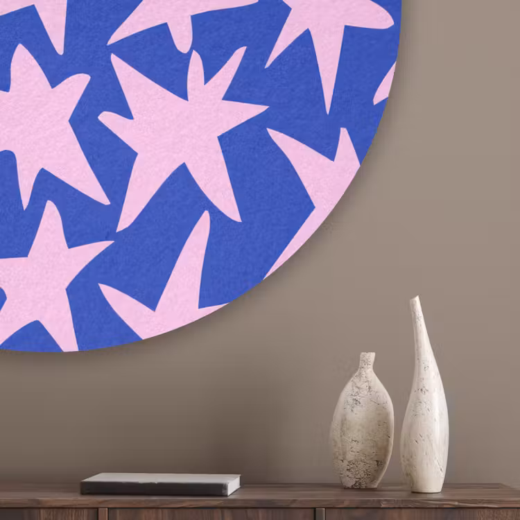 Modern - Sterren - Blauw Akoestische PET Vilt - Rond klein 838 -sfeer5_closeup