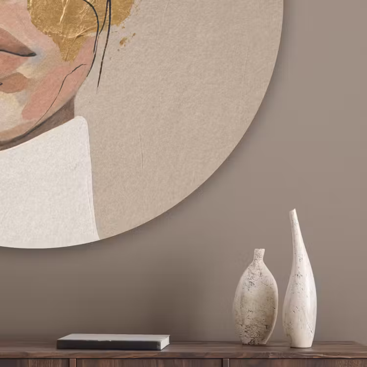 Modern - Vrouw - Goud Akoestische PET Vilt - Rond klein -sfeer5_closeup