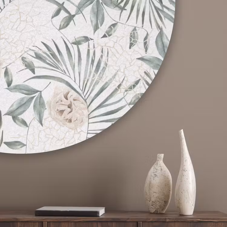 Monstera - Palmblad - Jungle - Tropisch Akoestische PET Vilt - Rond klein -sfeer5_closeup