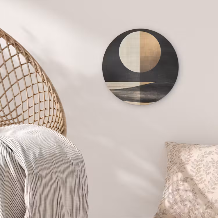 Maan - Cirkel - Goud Akoestische PET Vilt - Rond klein -sfeer4