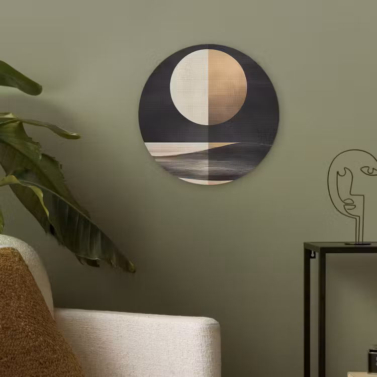 Maan - Cirkel - Goud Akoestische PET Vilt - Rond klein -sfeer2