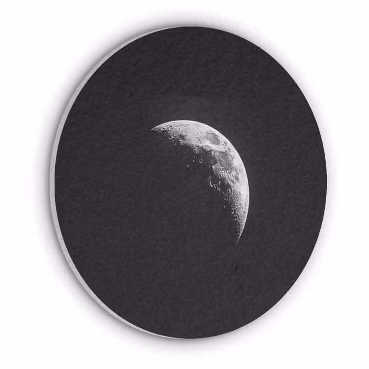 Maan - Hemel - Zwart - Schaduw Akoestische PET Vilt - Rond klein -3d
