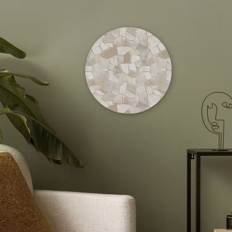 Mozaïek - Stenen - Beige Akoestische PET Vilt - Rond klein 838 -sfeer2