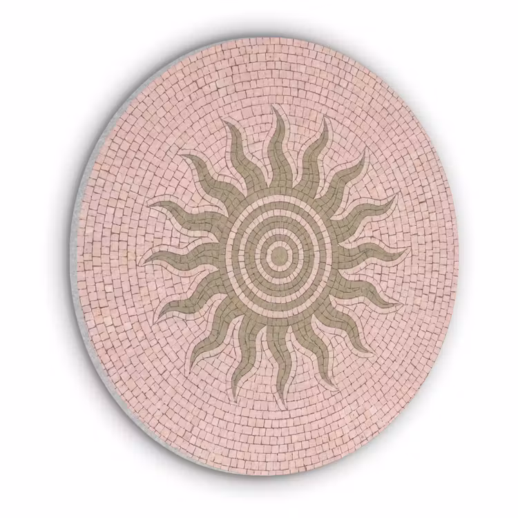 Mozaïek - Zon - Patroon - Klassiek - Roze Akoestische PET Vilt - Rond klein -3d