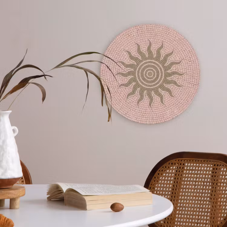 Mozaïek - Zon - Patroon - Klassiek - Roze Akoestische PET Vilt - Rond klein -sfeer3