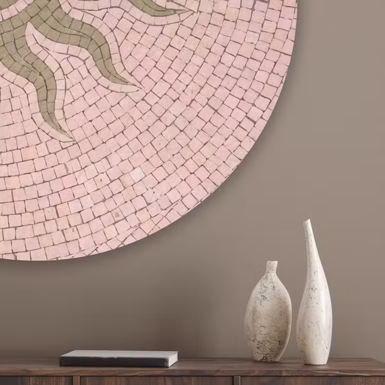 Mozaïek - Zon - Patroon - Klassiek - Roze Akoestische PET Vilt - Rond klein -sfeer5_closeup