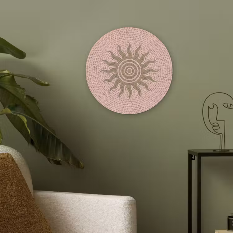 Mozaïek - Zon - Patroon - Klassiek - Roze Akoestische PET Vilt - Rond klein -sfeer2