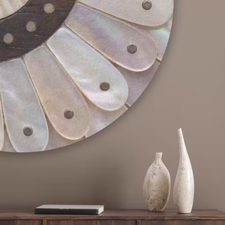 Parelmoer - Patroon - Decoratie - Ambacht - Wit Akoestische PET Vilt - Rond klein -sfeer5_closeup