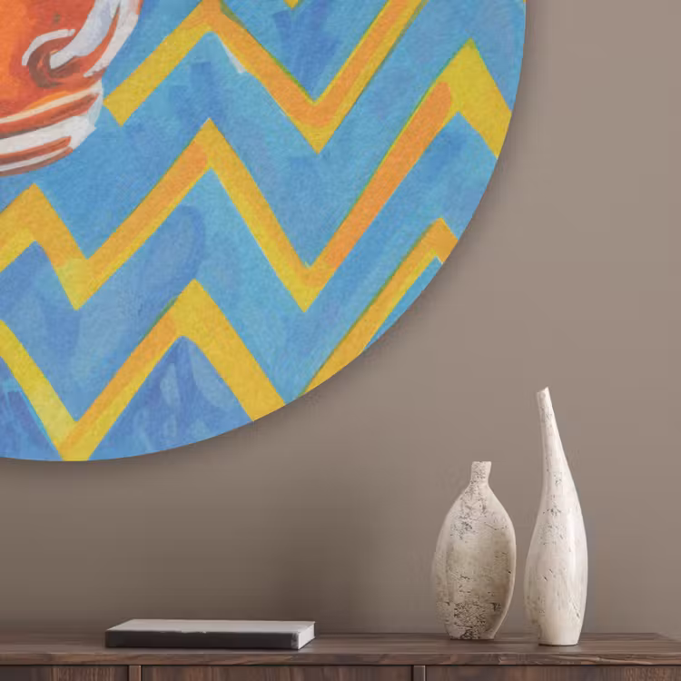 Mok - Koffie - Zigzag - Slagroom Akoestische PET Vilt - Rond klein -sfeer5_closeup