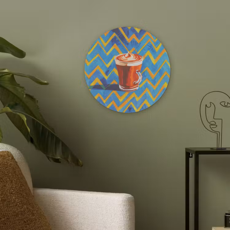 Mok - Koffie - Zigzag - Slagroom Akoestische PET Vilt - Rond klein -sfeer2