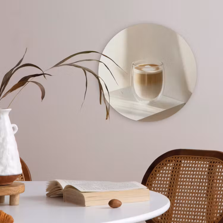 Mok - Latte - Minimalistisch - Schaduw Akoestische PET Vilt - Rond klein -sfeer3