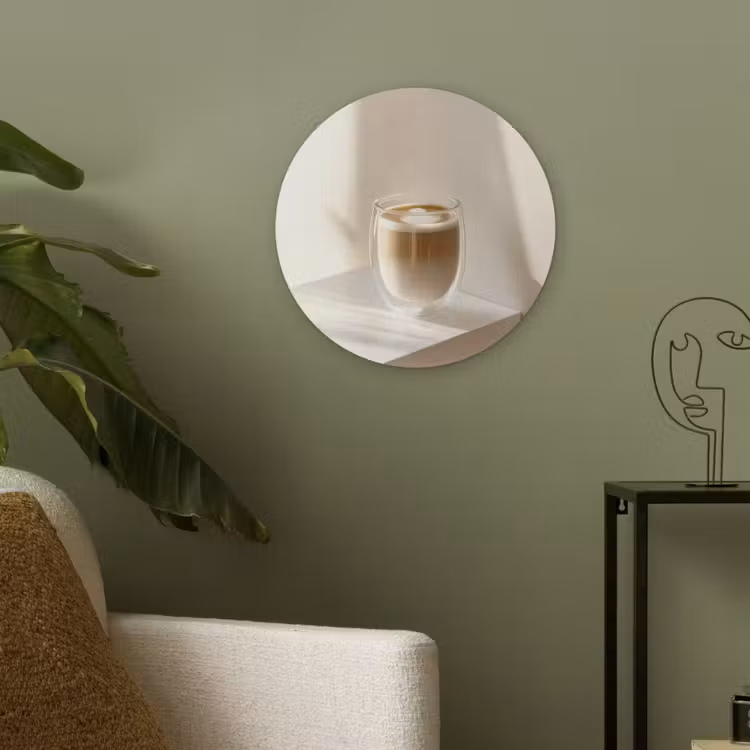 Mok - Latte - Minimalistisch - Schaduw Akoestische PET Vilt - Rond klein -sfeer2