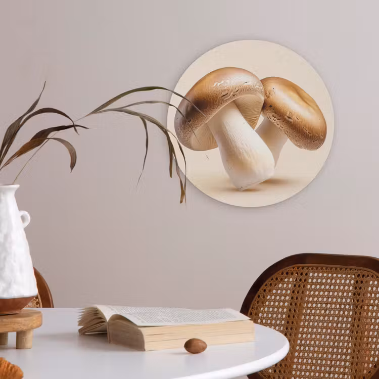 Champignons - Zacht - Beige Akoestische PET Vilt - Rond klein -sfeer3
