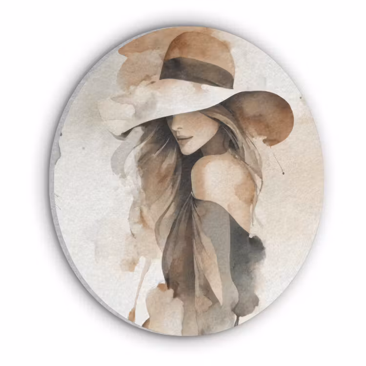Mysterieus - Vrouw - Sepia Akoestische PET Vilt - Rond klein -3d