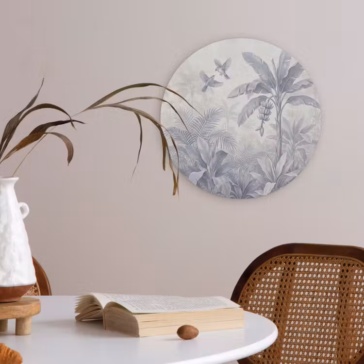 Natuur - Vogel - Jungle - Illustratie - Blauw Akoestische PET Vilt - Rond klein -sfeer3