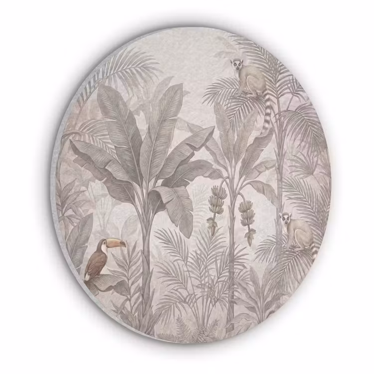 Natuur - Jungle - Ringstaartmaki - Bruin Akoestische PET Vilt - Rond klein -3d