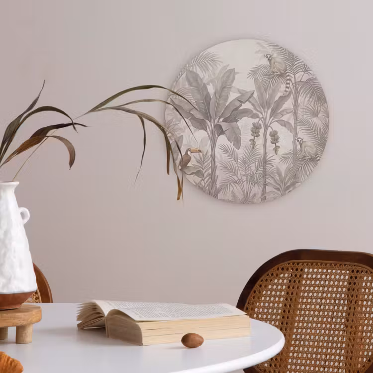 Natuur - Jungle - Ringstaartmaki - Bruin Akoestische PET Vilt - Rond klein -sfeer3