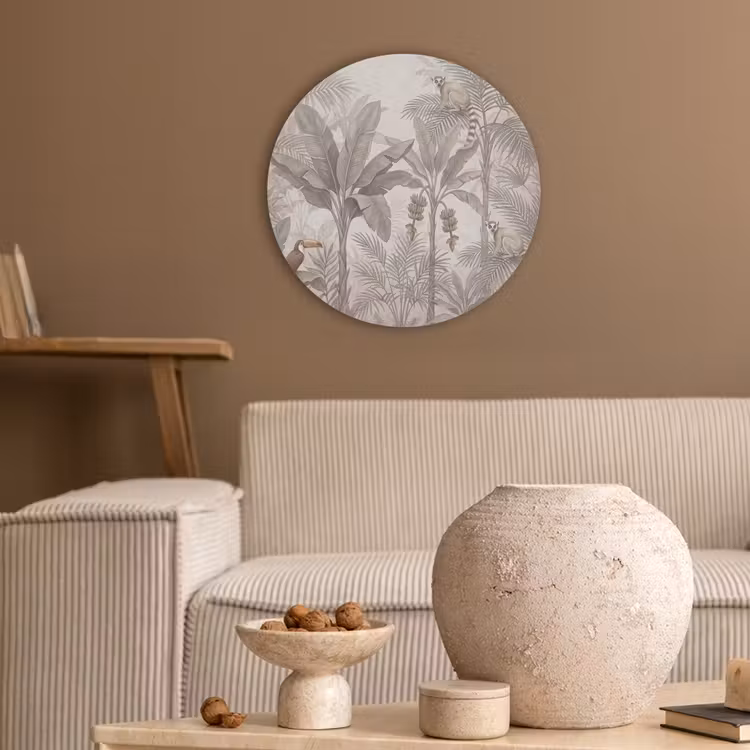 Natuur - Jungle - Ringstaartmaki - Bruin Akoestische PET Vilt - Rond klein -sfeer1