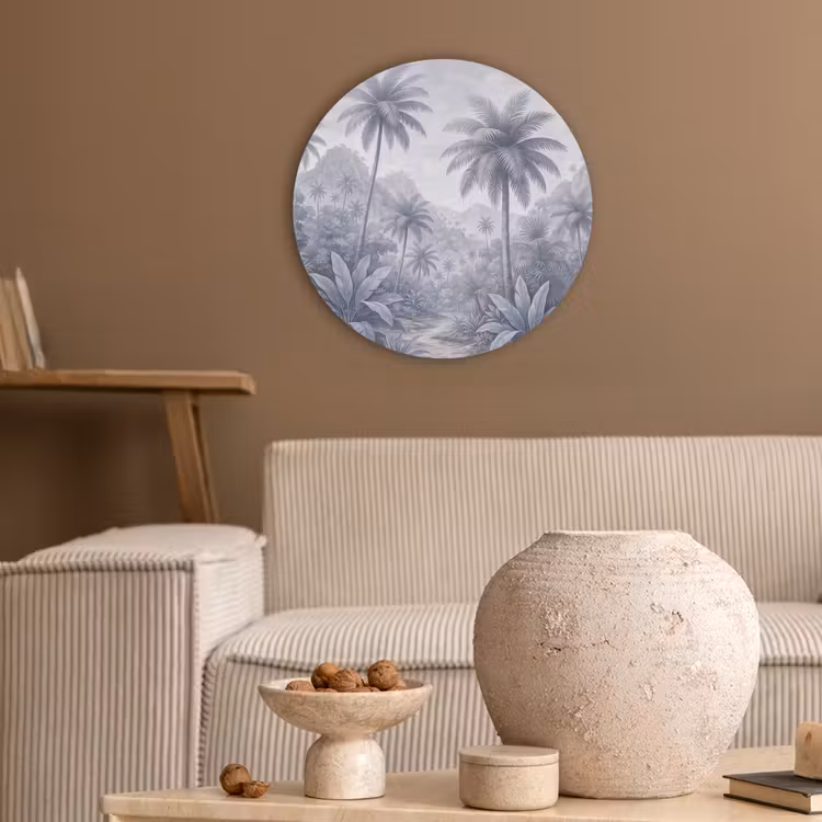 Natuur - Boom - Tropisch - Landschap - Blauw Akoestische PET Vilt - Rond klein -sfeer1