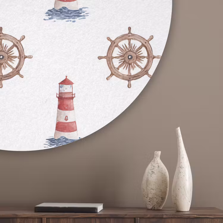 Nautisch - Klassiek - Rood Akoestische PET Vilt - Rond klein 838 -sfeer5_closeup