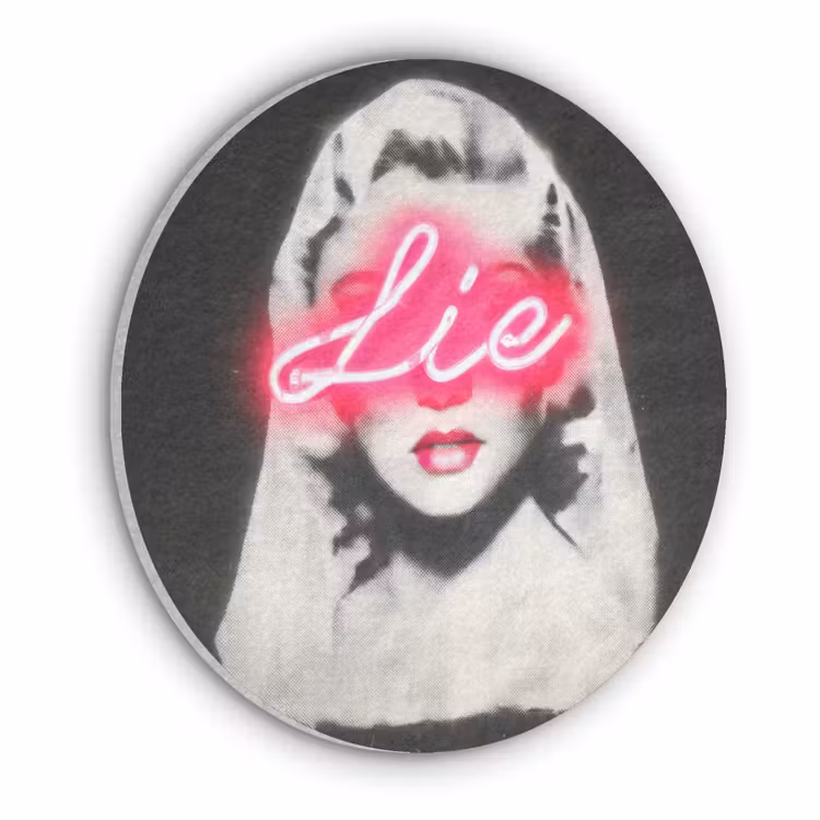 Neon - Letters - Vintage - Vrouw Akoestische PET Vilt - Rond klein -3d