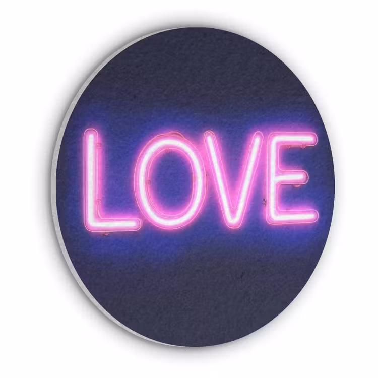 Neon - Love - Valentijn Akoestische PET Vilt - Rond klein -3d